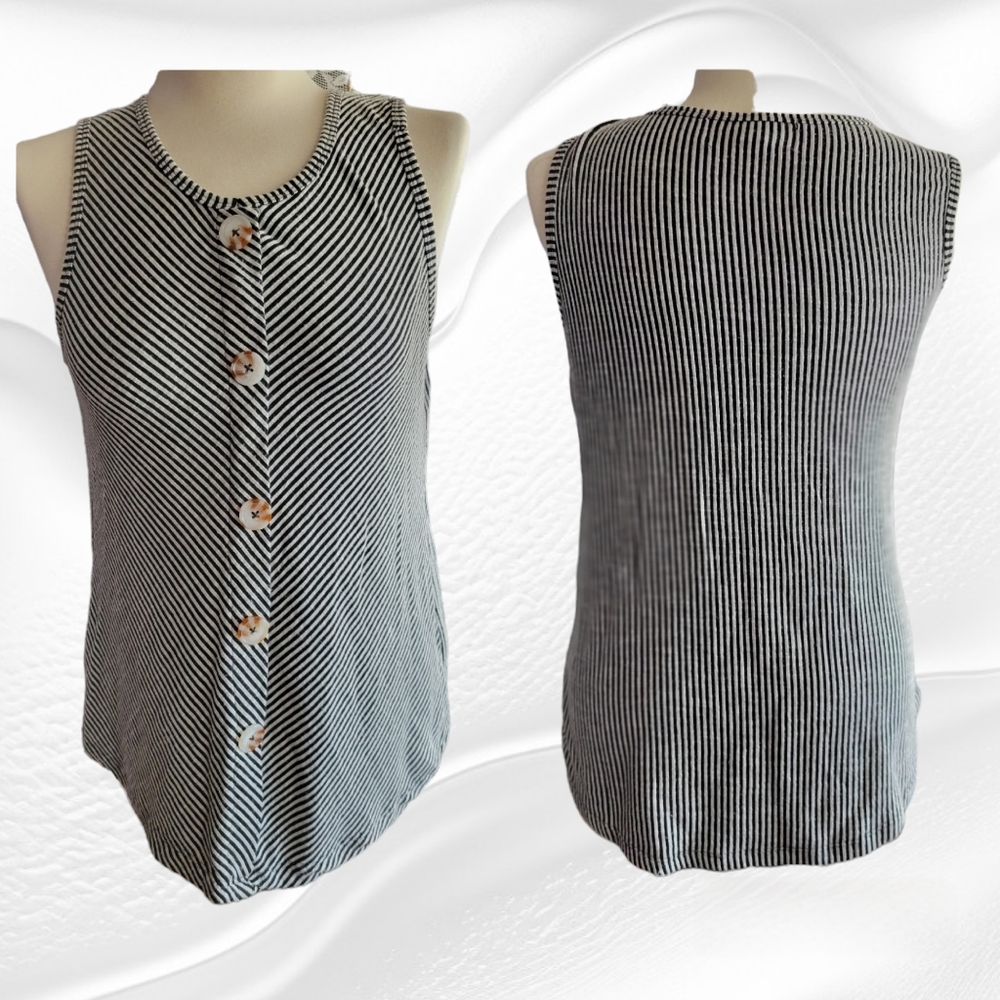 French Laundry striped sleevless shirt  size M